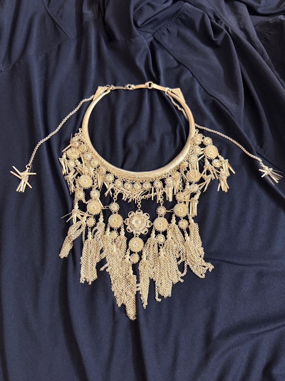 Hmong Real Silver Pendant Dangly Necklace